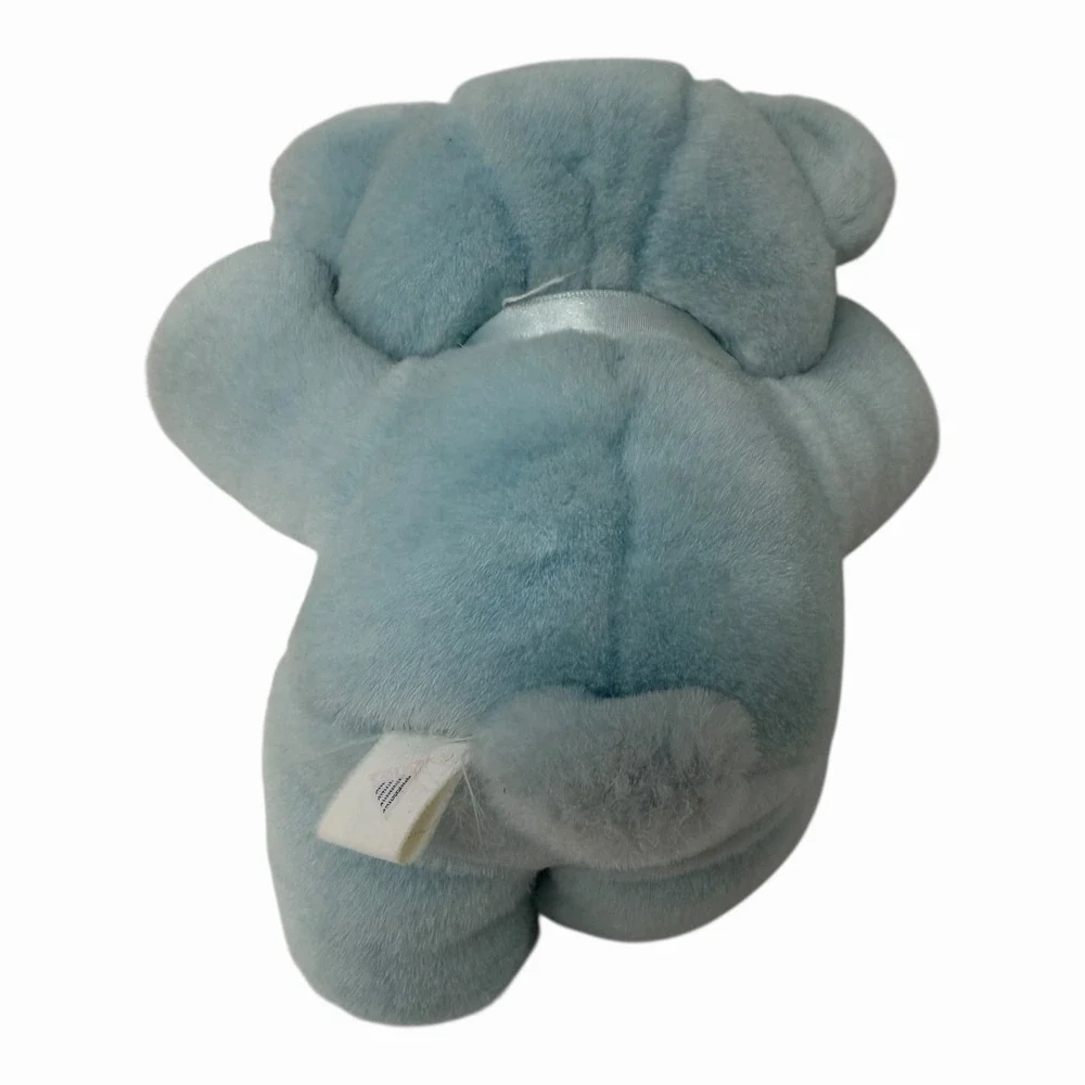 Blue Teddy Bear Vintage Plush with‎ Bow Stuffed Animal